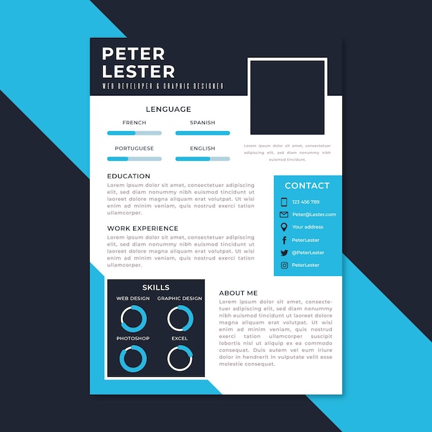 Modern cv template concept