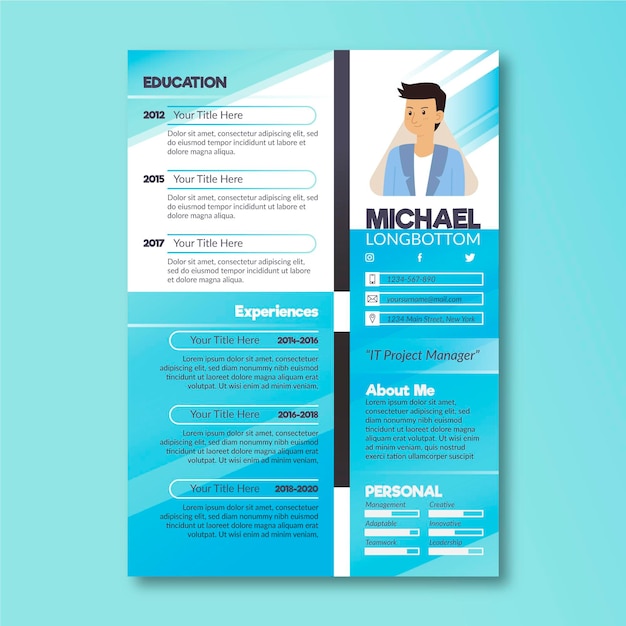 Modern cv template with details