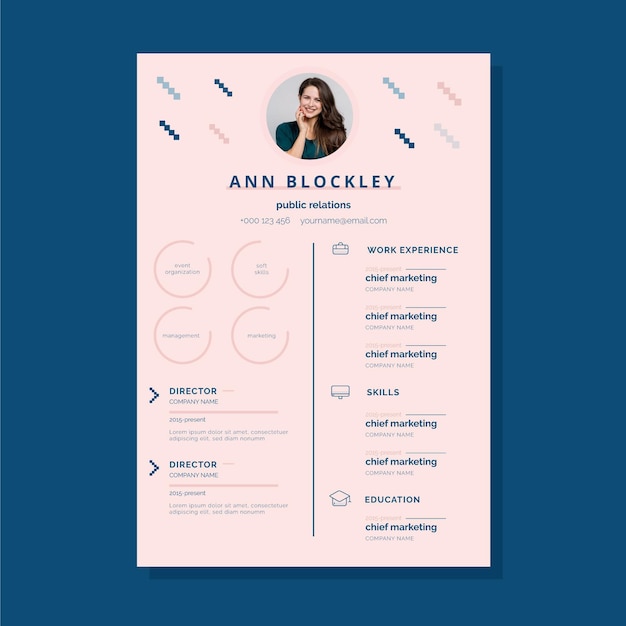 Vector modern cv with educational and professional skills