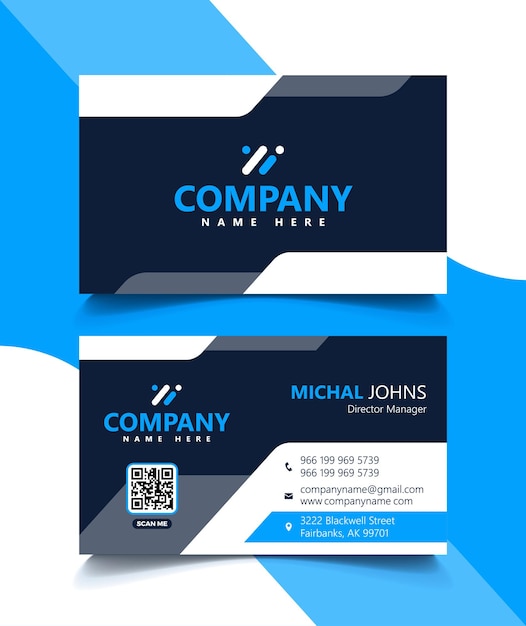 Vector modern cyan black amp white professional business card template