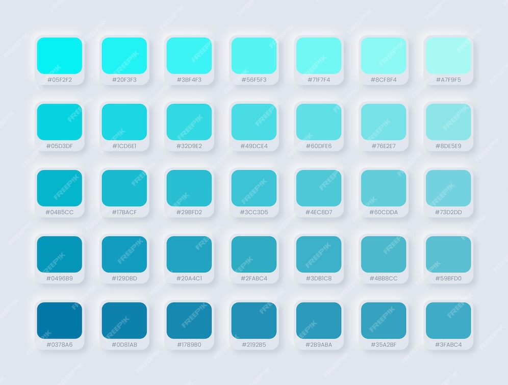 Premium Vector | Modern cyan color different bright shade set for ui ux ...