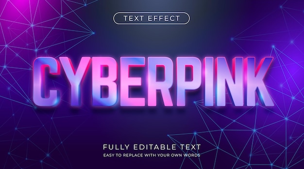 Vector modern cyber 3d text effect editable font style