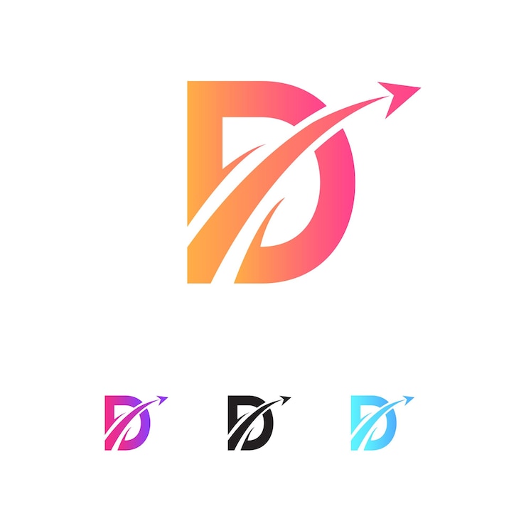 Vector 화살표 를 가진 현대적 인 d 글자 로고