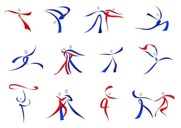 Modern dancers icons and symbols