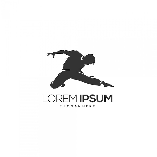 Modern dancing silhouette logo vector