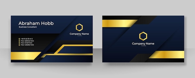 Modern dark blue and yellow business card design template