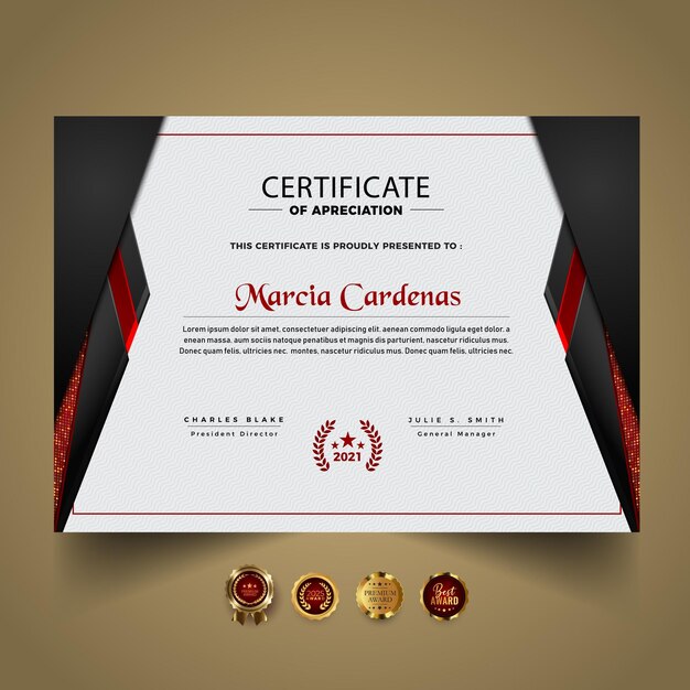 Modern dark elegant certificate template