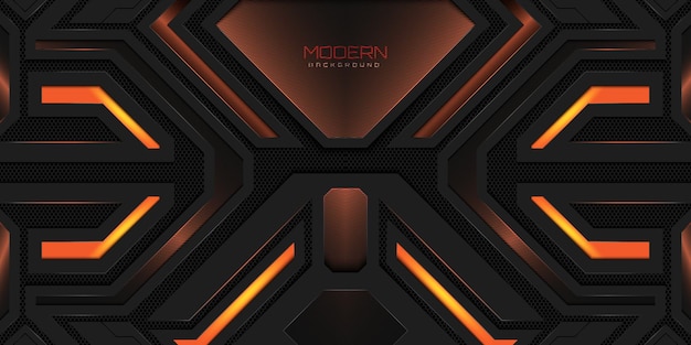 Vector modern dark gaming background with orange neon light panel