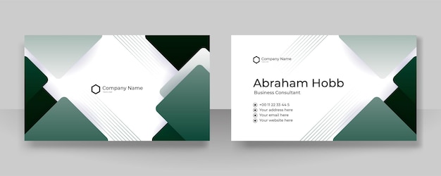 Modern dark green business card design template