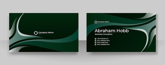 Modern dark green business card design template