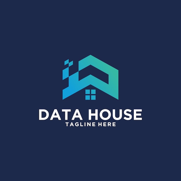 Modern data house real estate logo design