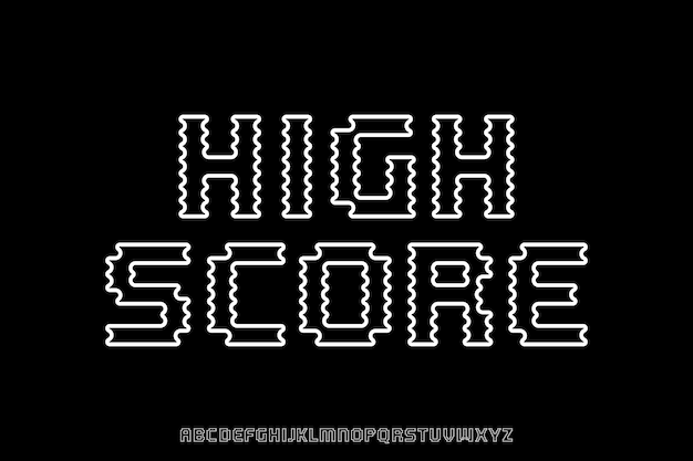 Vector modern decorative curvy linear alphabet display font vector high score games typeface