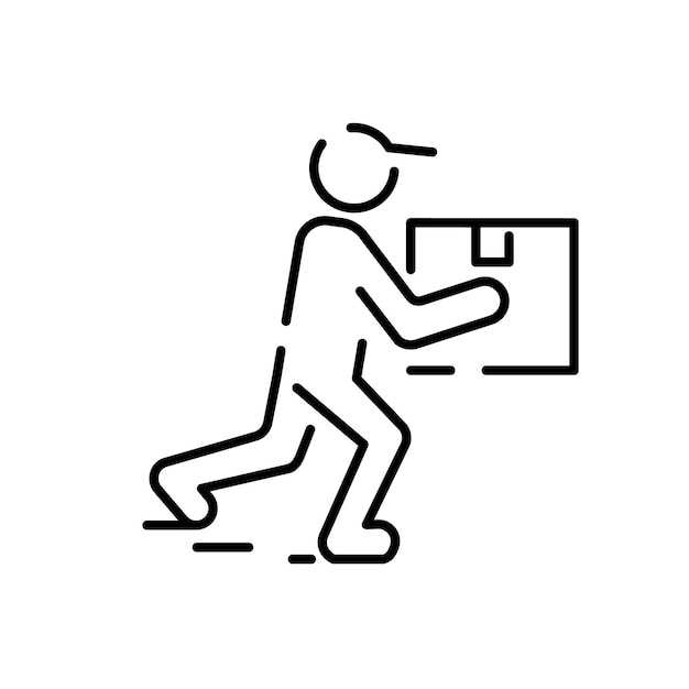 Modern delivery Line icon logistic network Transport with global industry Cargo shipping box Messenger courier or delivery man