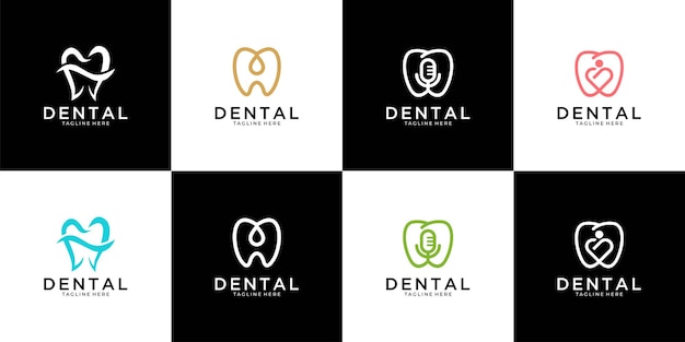Vector modern dental logo design collection