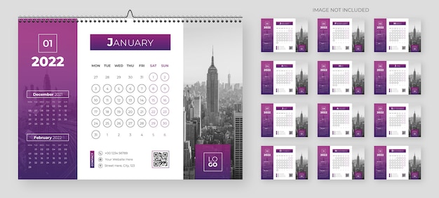 Modern design 2022 calendar template