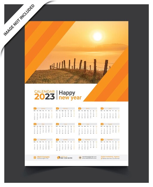 Шаблон календаря на 2023 год в современном дизайне
