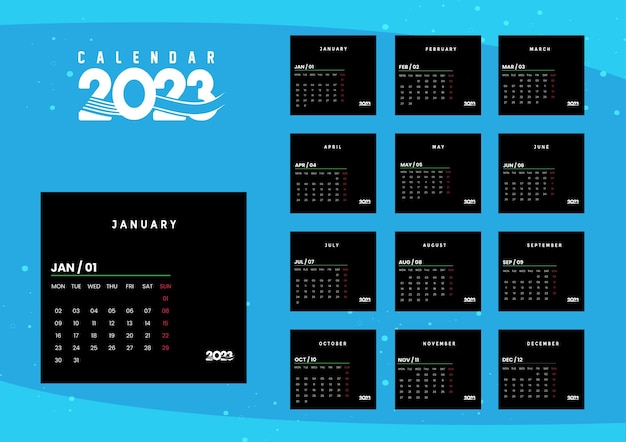 Modern design 2023 calendar template