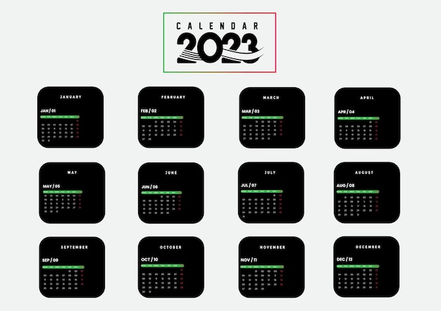 Modello di calendario 2023 dal design moderno