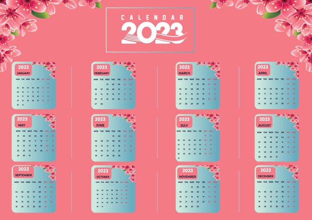 Modern design 2023 calendar template