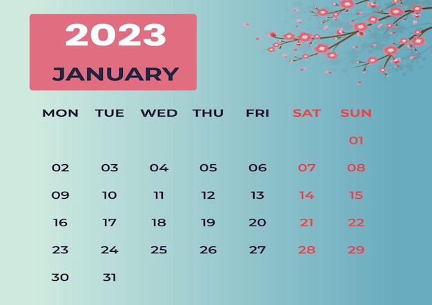 Modello di calendario 2023 dal design moderno