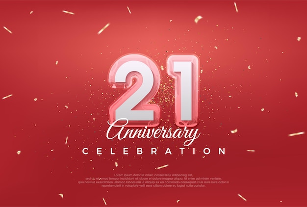 Vector modern design for 21st anniversary celebration with golden color on red background