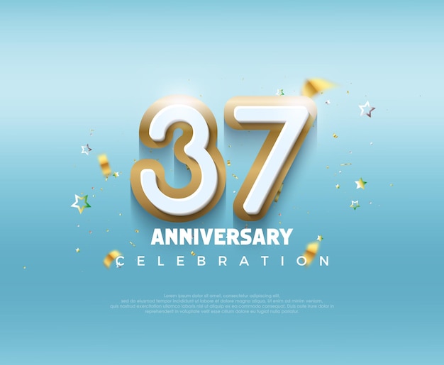 현대적인 3D 디자인과 함께 37 주년을 축하하는 현대적인 디자인 - 인사 및 축하를위한 프리미엄 터 배경
