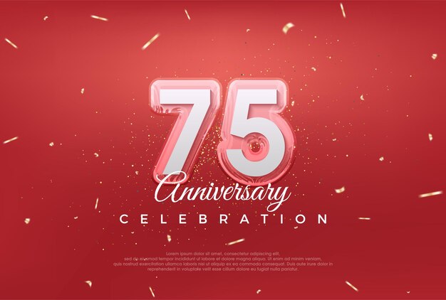 Vector modern design for 75th anniversary celebration with golden color on red background premium vector for poster banner celebration greeting