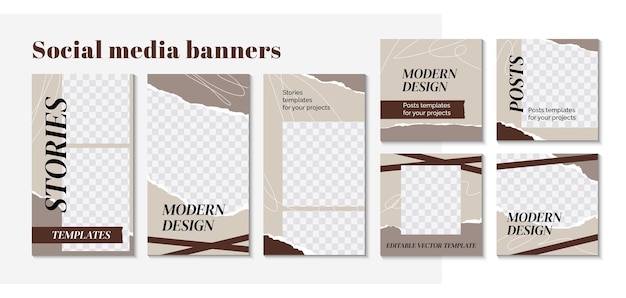 Sfondi di design moderno per banner di social media in stile minimalista modelli di banner web modificabili