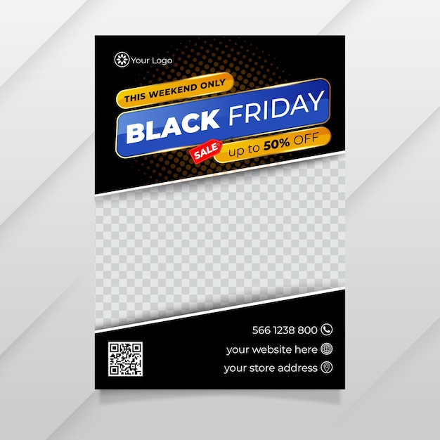 Vettore modello di volantino del black friday dal design moderno con mezzitoni