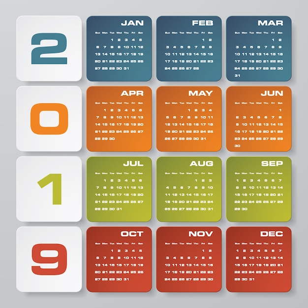 Modern design calendar 2019. 