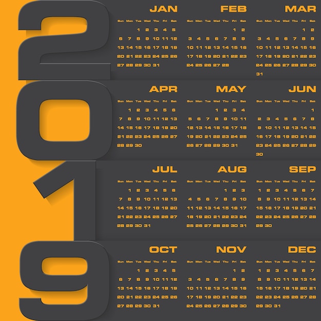 Calendario di design moderno 2019