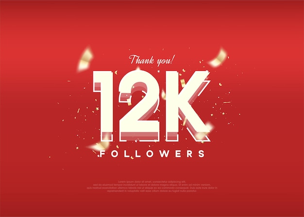 Modern design celebration of 12k followers on a luxurious red background