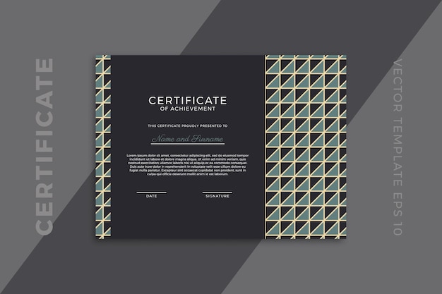 Design moderno del modello scuro del certificato di apprezzamento. mockup di diploma aziendale elegante