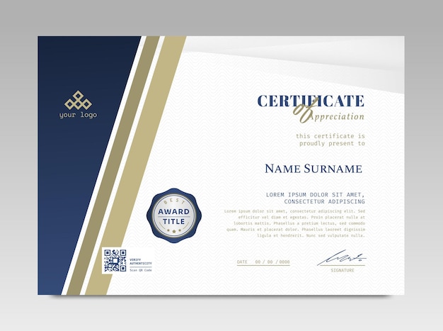 Vector modern design certificate template with simple elegant and luxurious in horizontal a4 size