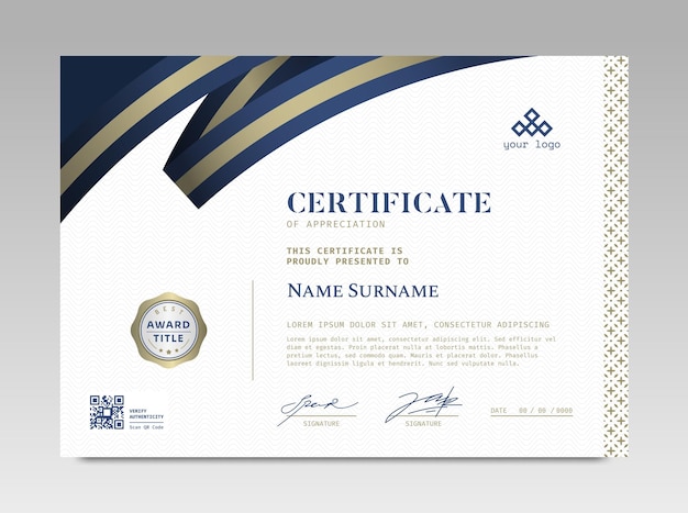 Modern design certificate template with simple elegant and luxurious in horizontal A4 size