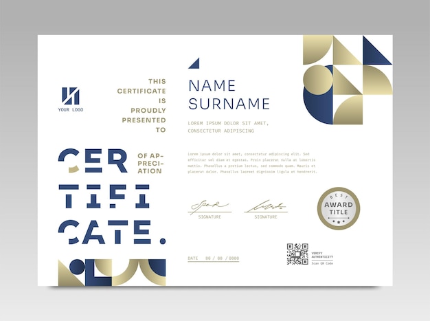 Vector modern design certificate template with simple elegant and luxurious in horizontal a4 size