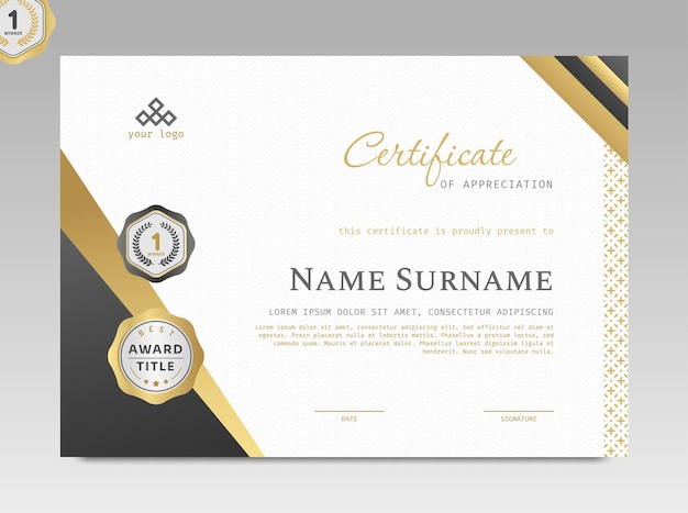 modern design certificate template with simple elegant and luxurious in horizontal a4 size