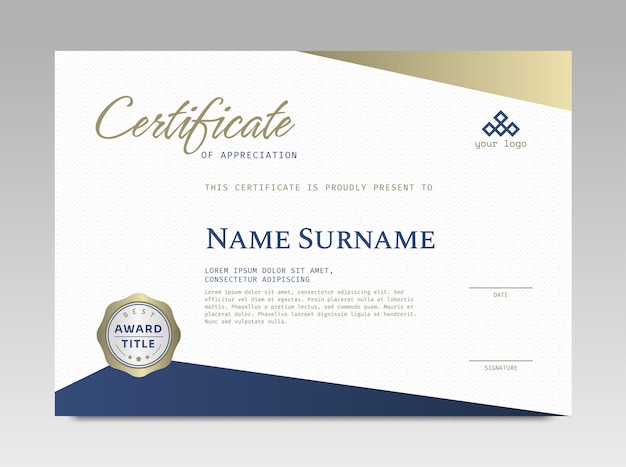 Modern design certificate template with simple elegant and luxurious in horizontal A4 size