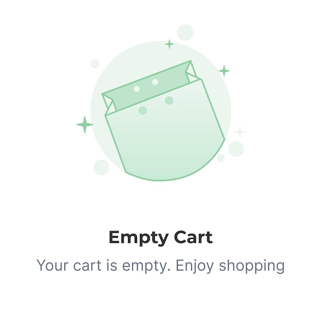 Modern design concept of cart is empty Continue shopping