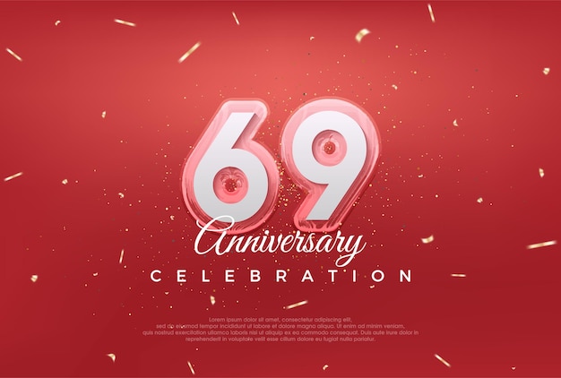 벡터 은 배경에 황금색으로 69 주년을 축하하는 현대적인 디자인 포스터 배너 축하에 프리미엄 터