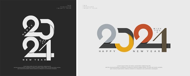 Vector modern design happy new year 2024 with beautiful colorful numbers