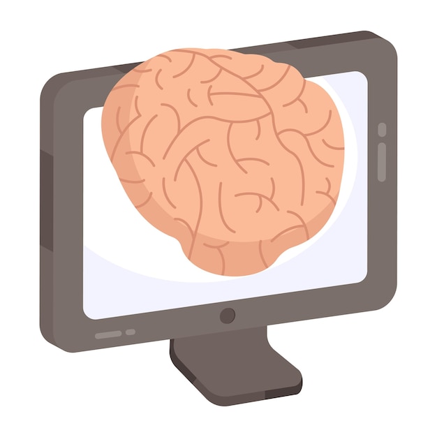 Vector modern design icon of ai mind