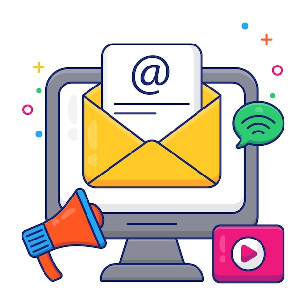 Moderna icona del design dell'email marketing