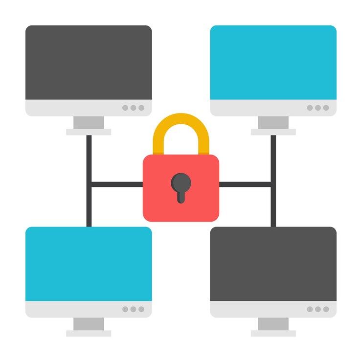 Vector modern design icon of lock network