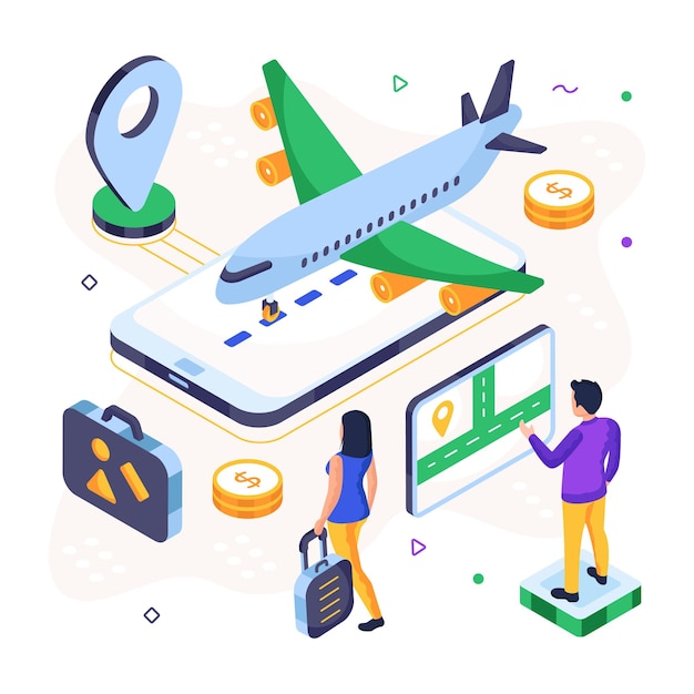 modern design illustration of air travel
