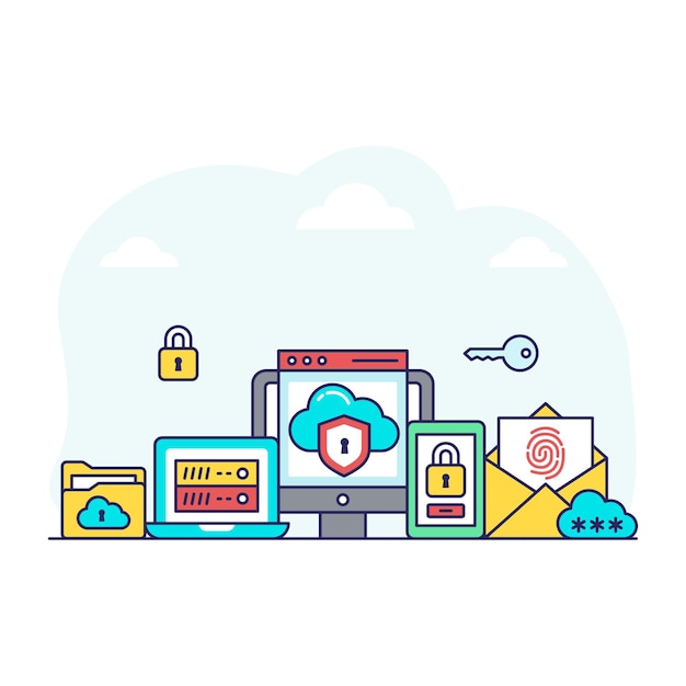 Modern design illustration of cloud security