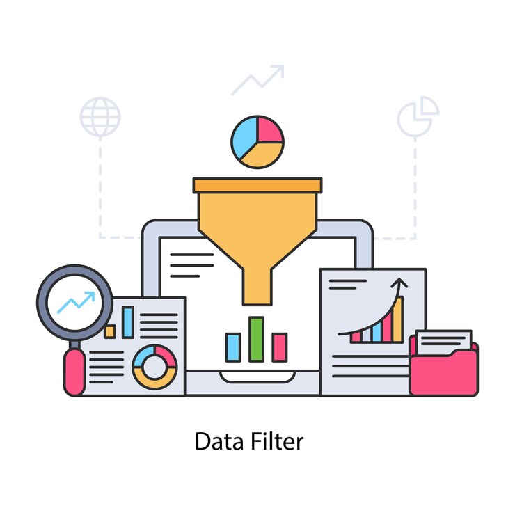 Vector modern design illustration of data filter