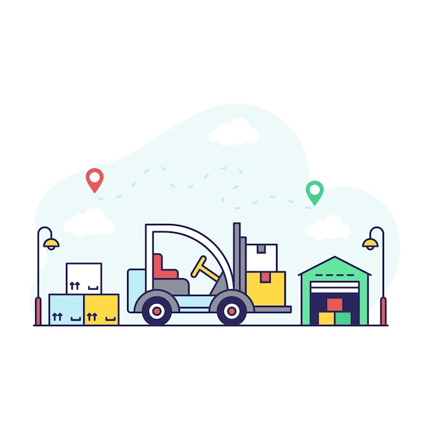 Modern design illustration of forklift truck