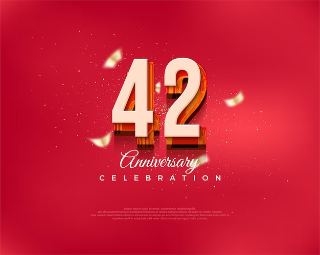 Vector modern design number for the 42nd anniversary celebration in luxurious red premium vector background for greeting and celebration