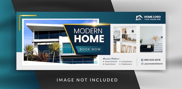 Modern design onroerend goed huis facebook voorbladsjabloon